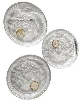 Coasters Glass  Crystal Glass 4" across Stars  Set of 3 24 % Lead Crystal